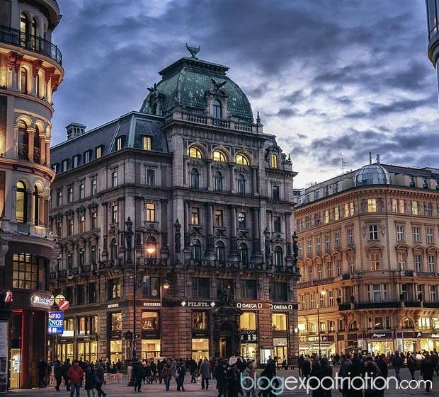 Le centre ville de Vienne en début de soirée